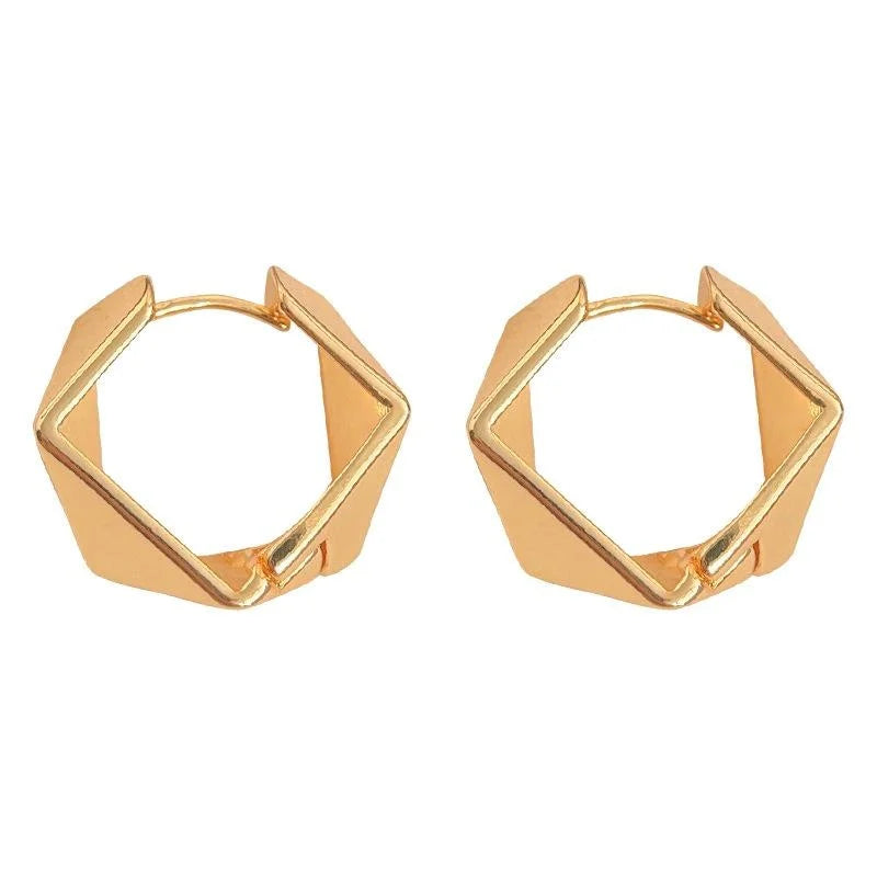 14K Gold Plated Copper Geometric Square Drop Earrings For Women, Irregular Minimalist Office Jewelry
