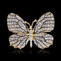 Elegant Rose Gold Butterfly Rhinestone Brooch With Full Crystal Wings, Women's Lapel Pin Corsage Gift