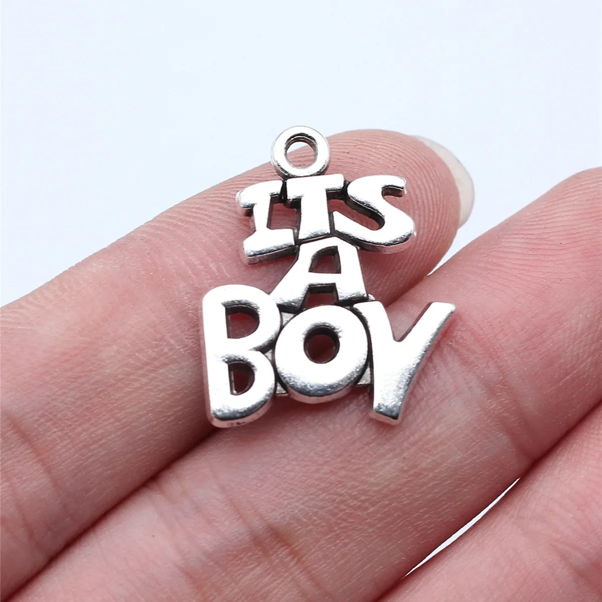 19x23mm 2.3g Antique Silver Zinc Alloy It's A Boy Word Tag Charm Pendant for Necklace Bracelet DIY