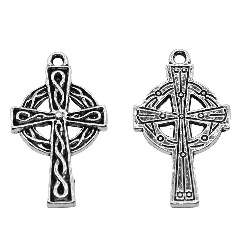 17x30mm 2.3g Antique Silver Zinc Alloy Cross Charm Pendant for DIY Jewelry Making and Accessories