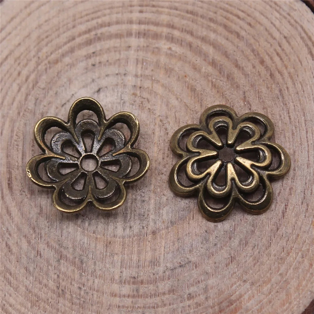 14mm 0.7g Multicolor Zinc Alloy Flower Bead Caps for DIY Necklace Bracelet Earring Making