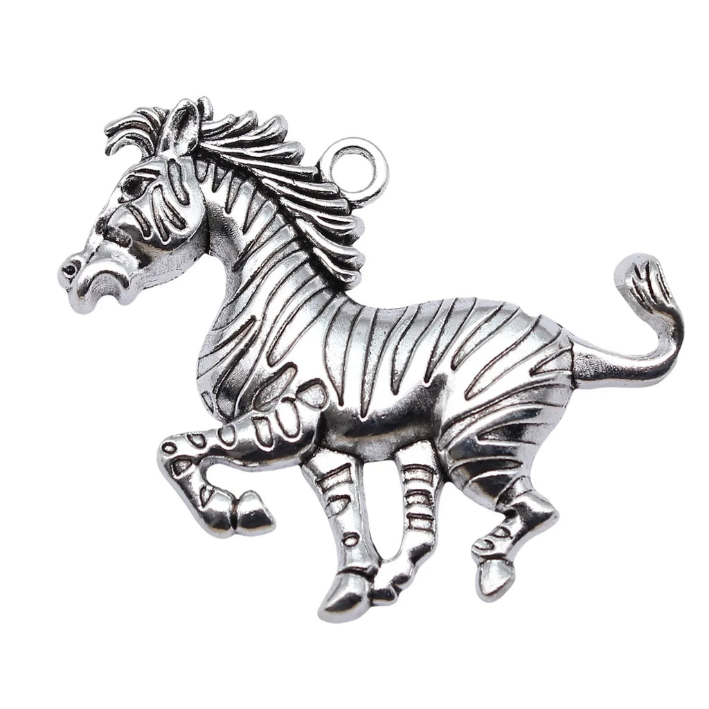 49x38mm 9.3g Antique Silver Zinc Alloy Zebra Horse Charm Pendant for DIY Animal Jewelry Making