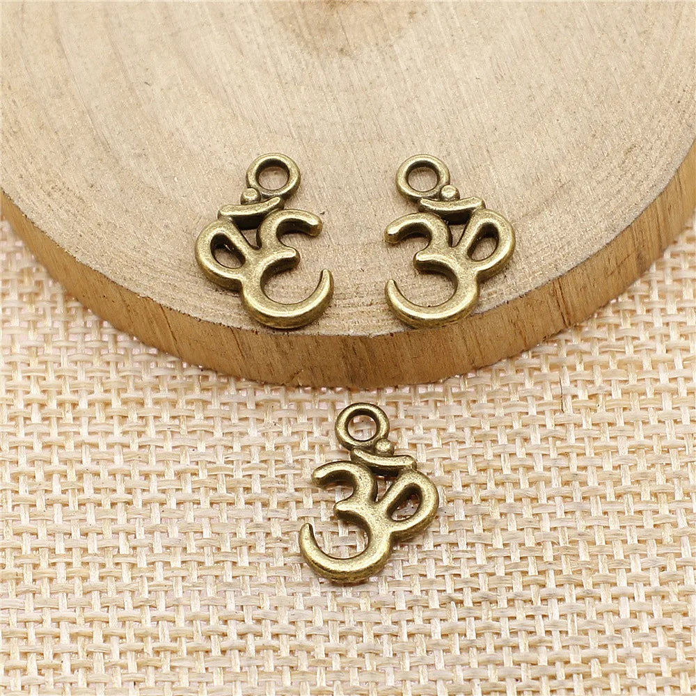 15x10mm 0.7g Multicolor Zinc Alloy OM Symbol Charm Pendant for DIY Necklace Bracelet Making