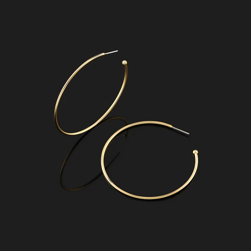 Elegant Oversized Silver Alloy Round Spiral Hoop Stud & Clip On No Piercing Statement Earrings