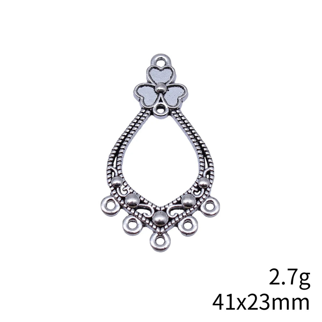 41x23mm 2.7g Multicolor Zinc Alloy Teardrop Earring Connector Charm for DIY Dangle Earring Making