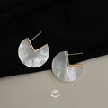 Real Shell Round Geometric Drop Earrings Light Luxury Minimalist Fashion Jewelry For Women