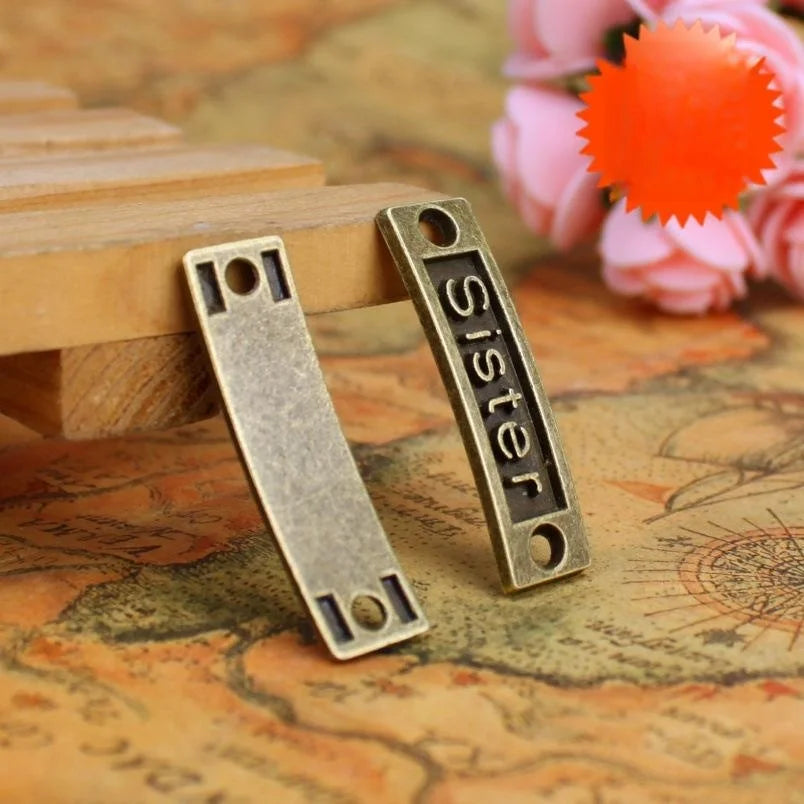 35x10MM Antique Silver Zinc Alloy Letter Charm Pendant for DIY Necklace Bracelet Jewelry Making