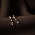 14K Plated Copper Waterdrop Zircon Stud Earrings For Women Simple French Style Jewelry