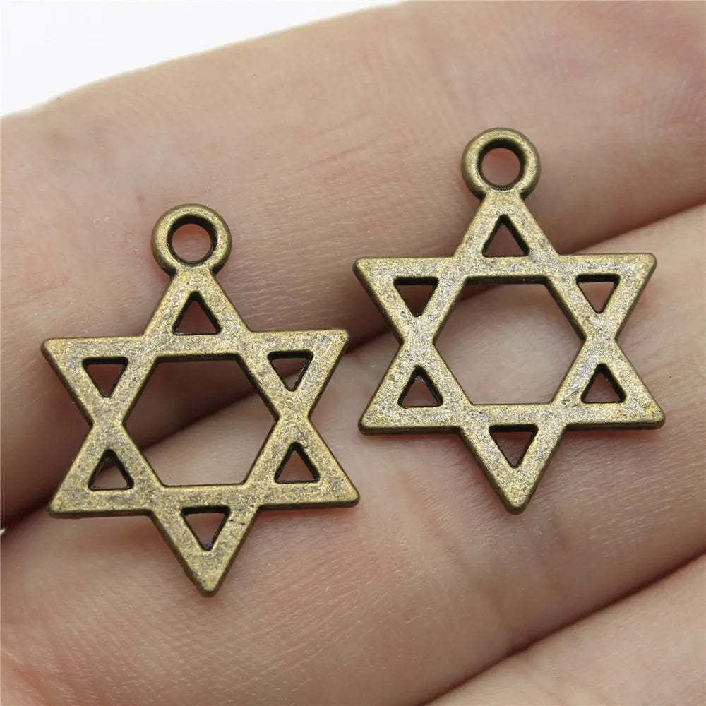 21x16mm 0.9g Multicolor Zinc Alloy Six Pointed Star Charm Pendant for DIY Bracelet Necklace Making