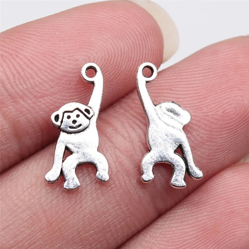 16x8mm 0.5g Antique Silver Zinc Alloy Monkey Charm Pendant for DIY Necklace Bracelet Jewelry Making