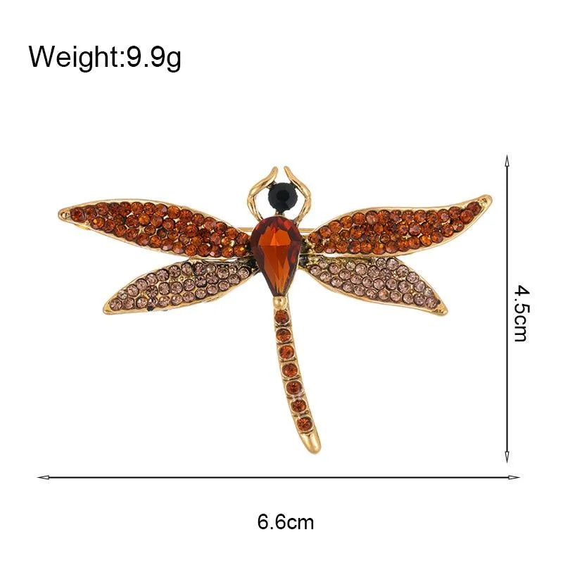 Elegant Dragonfly Rhinestone Alloy Brooch With Pearl Accent, Colorful Insect Lapel Pin Corsage Gift
