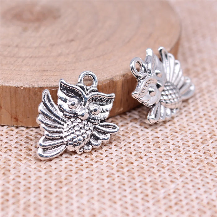 17x16mm 1.8g Multicolor Zinc Alloy Owl Cat Charm Pendant for Handmade Bracelet Necklace DIY Jewelry