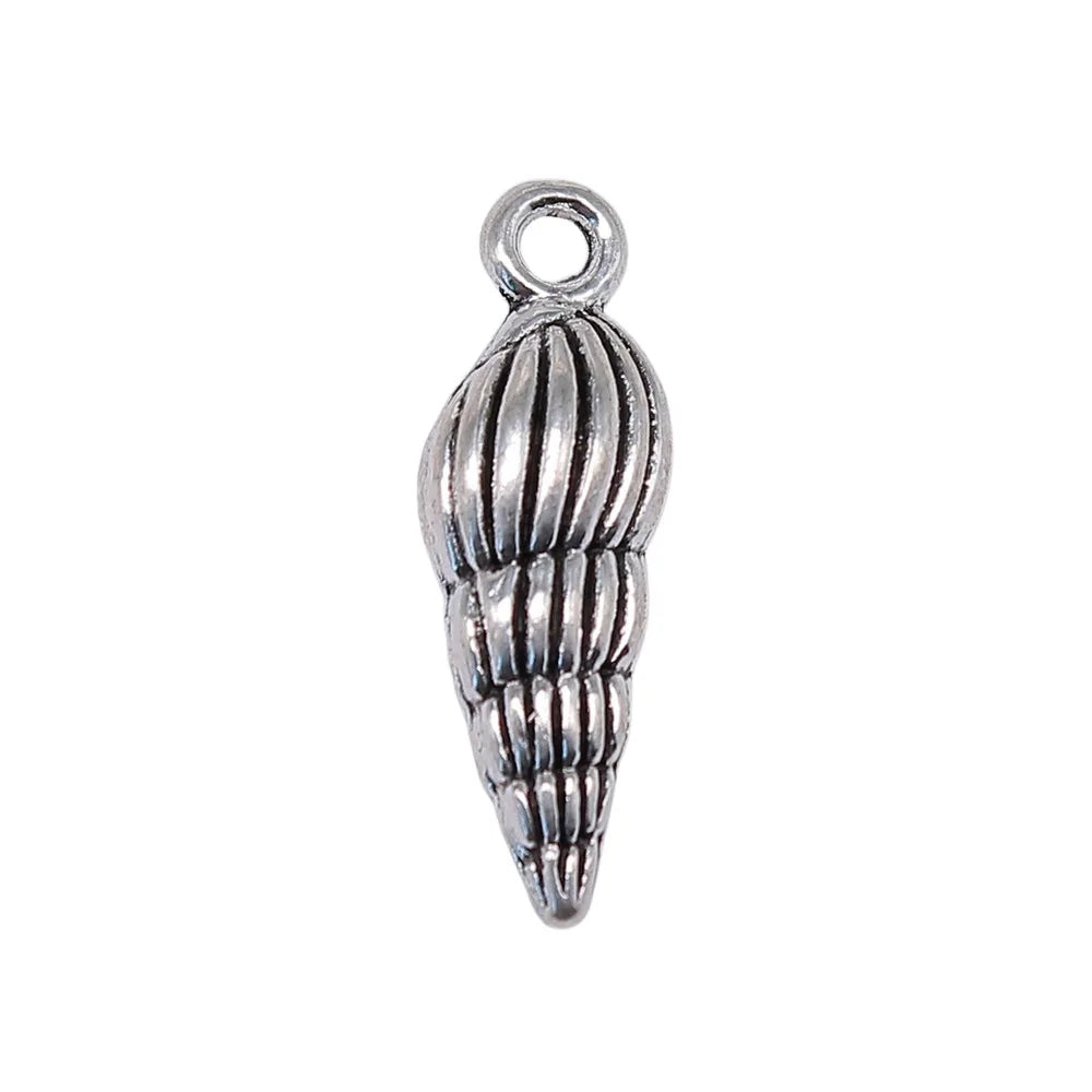 24x8mm 2g Antique Silver Zinc Alloy Conch Shell Charm Pendant for DIY Ocean Theme Jewelry Making
