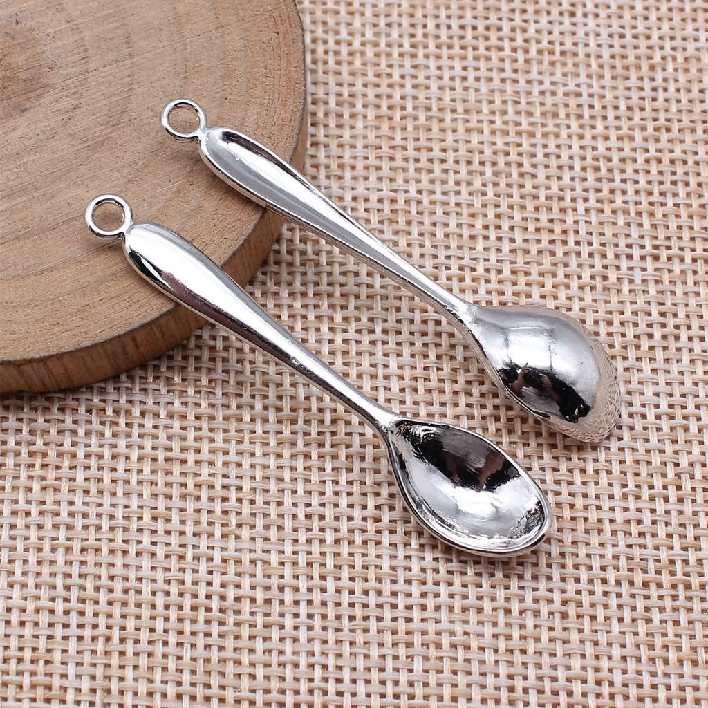 54x11mm 3g Multicolor Zinc Alloy Spoon Charm Pendant for Kitchen Theme DIY Jewelry Making