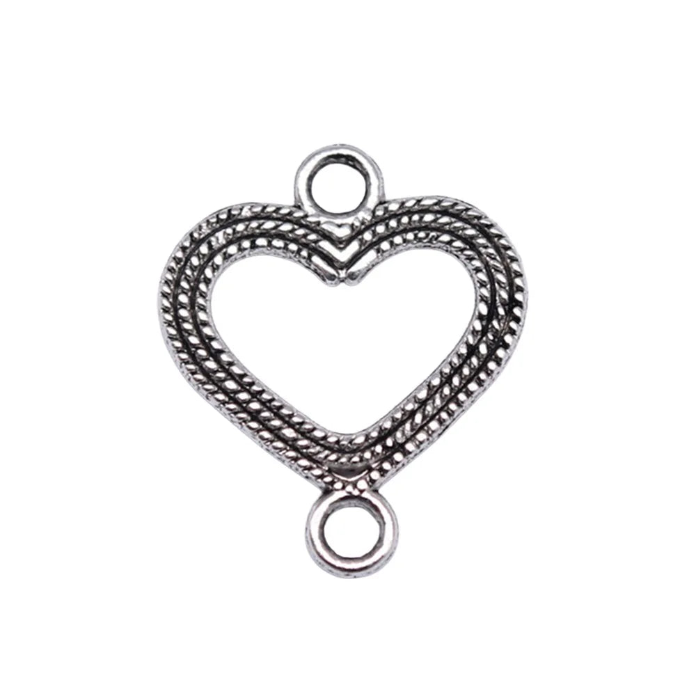 20x16mm 0.8g Antique Silver Zinc Alloy Heart Connector Charm for DIY Bracelet Necklace Making