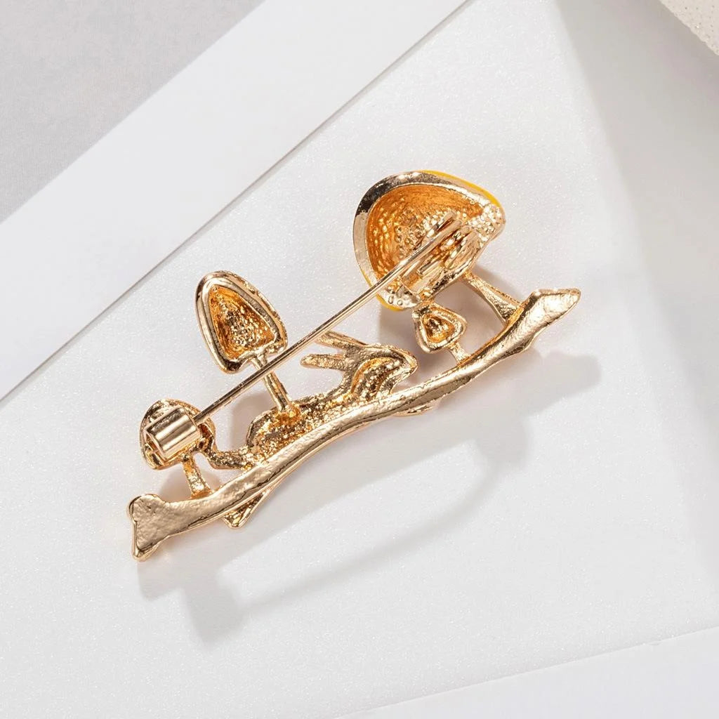 Cute Enamel Rabbit And Mushroom Alloy Brooch Pin, Whimsical Woodland Lapel Pin Corsage Gift For Women