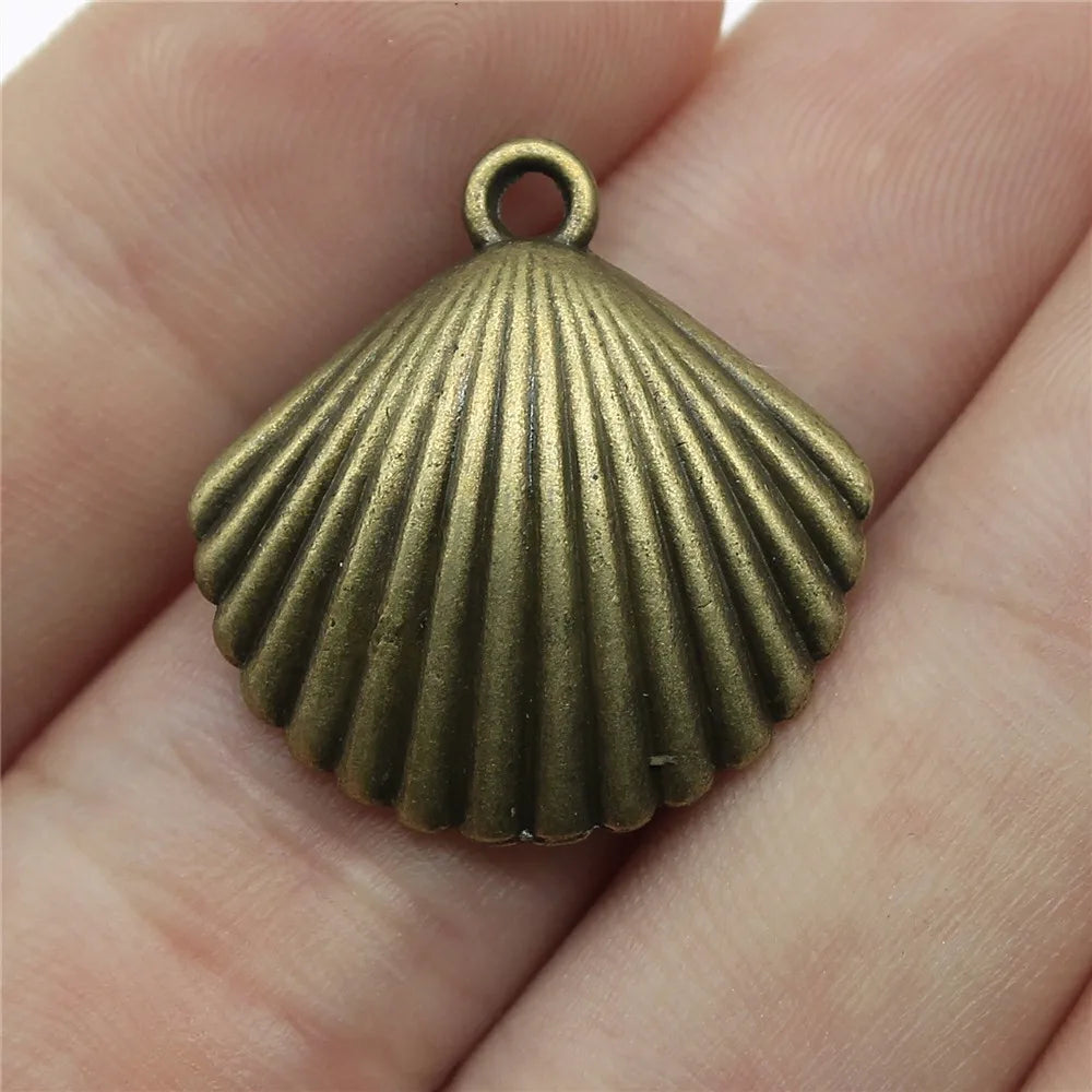 25x24mm 2.7g Multicolor Zinc Alloy Shell Charm Pendant for Ocean Theme Necklace Jewelry Making