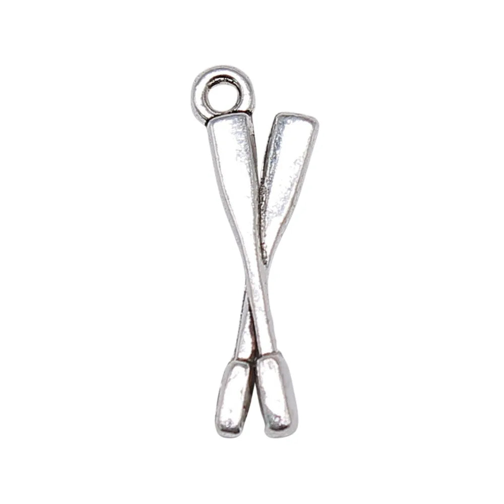 22x8mm 0.6g Antique Silver Zinc Alloy Boat Oar Charm Pendant for DIY Nautical Jewelry Making