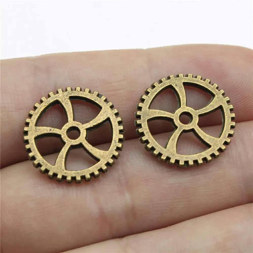 19x19mm 1.7g Multicolor Zinc Alloy Gear Charm Pendant for Steampunk DIY Necklace Bracelet Making