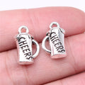 17x11mm 2.59g Antique Silver Zinc Alloy Cheers Beer Charm Pendant for DIY Necklace Bracelet Making