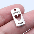10x20mm 1.4g Antique Silver Zinc Alloy FOLLOW YOUR HEART Tag Charm Pendant for DIY Jewelry Making