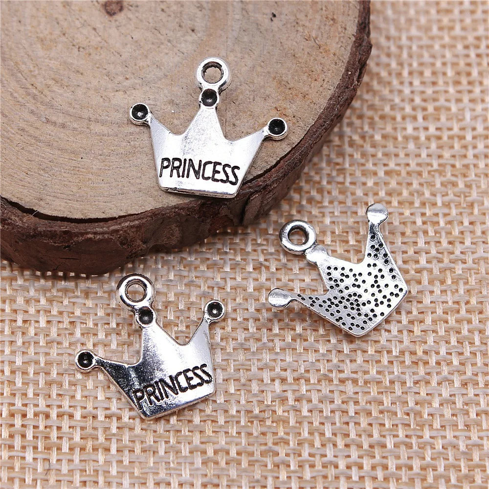 17x19mm 0.9g Multicolor Zinc Alloy Princess Crown Letter Charm Pendant for DIY Necklace Bracelet Making