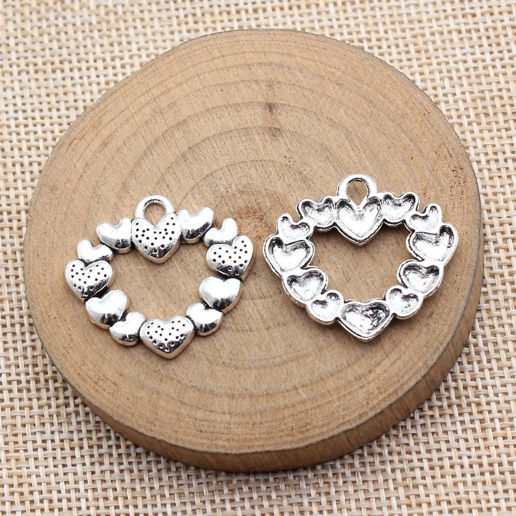 27x25mm 2.8g Antique Silver Zinc Alloy Heart Charm Pendant for DIY Necklace Bracelet Jewelry Making
