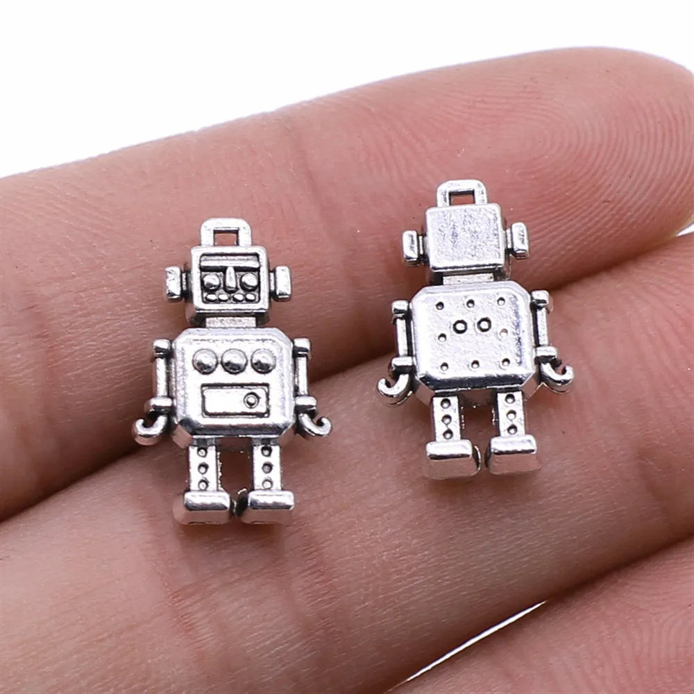12x18mm 2.4g Multicolor Zinc Alloy Robot Charm Pendant for DIY Necklace Bracelet Keychain Jewelry