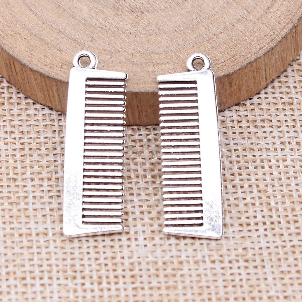 32x10mm 1.6g Antique Silver Zinc Alloy Comb Charm Pendant for DIY Jewelry Making