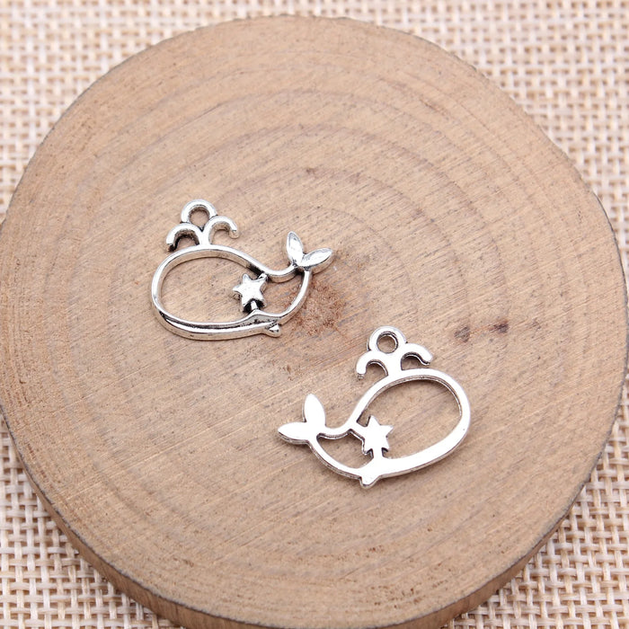 15x19mm 0.92g Antique Silver Zinc Alloy Hollow Whale charm pendant for necklace bracelet DIY jewelry making