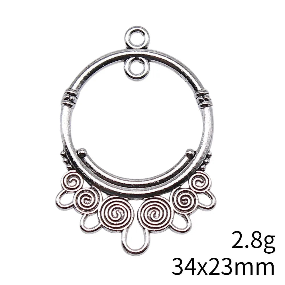 34x23mm 2.8g Multicolor Zinc Alloy Geometric Earring Connector Charm for DIY Earrings Jewelry Making