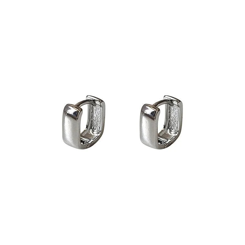 Minimalist White Gold Plated Copper Geometric Square Drop Earrings For Commuter Style