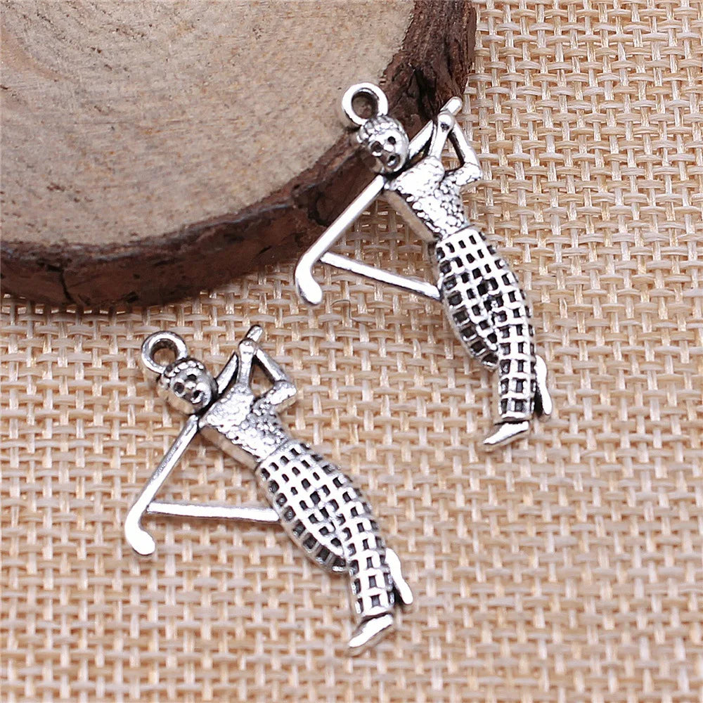 31x20mm 1.6g Antique Silver Zinc Alloy Golf Charm Pendant for DIY Bracelet Necklace Jewelry Making