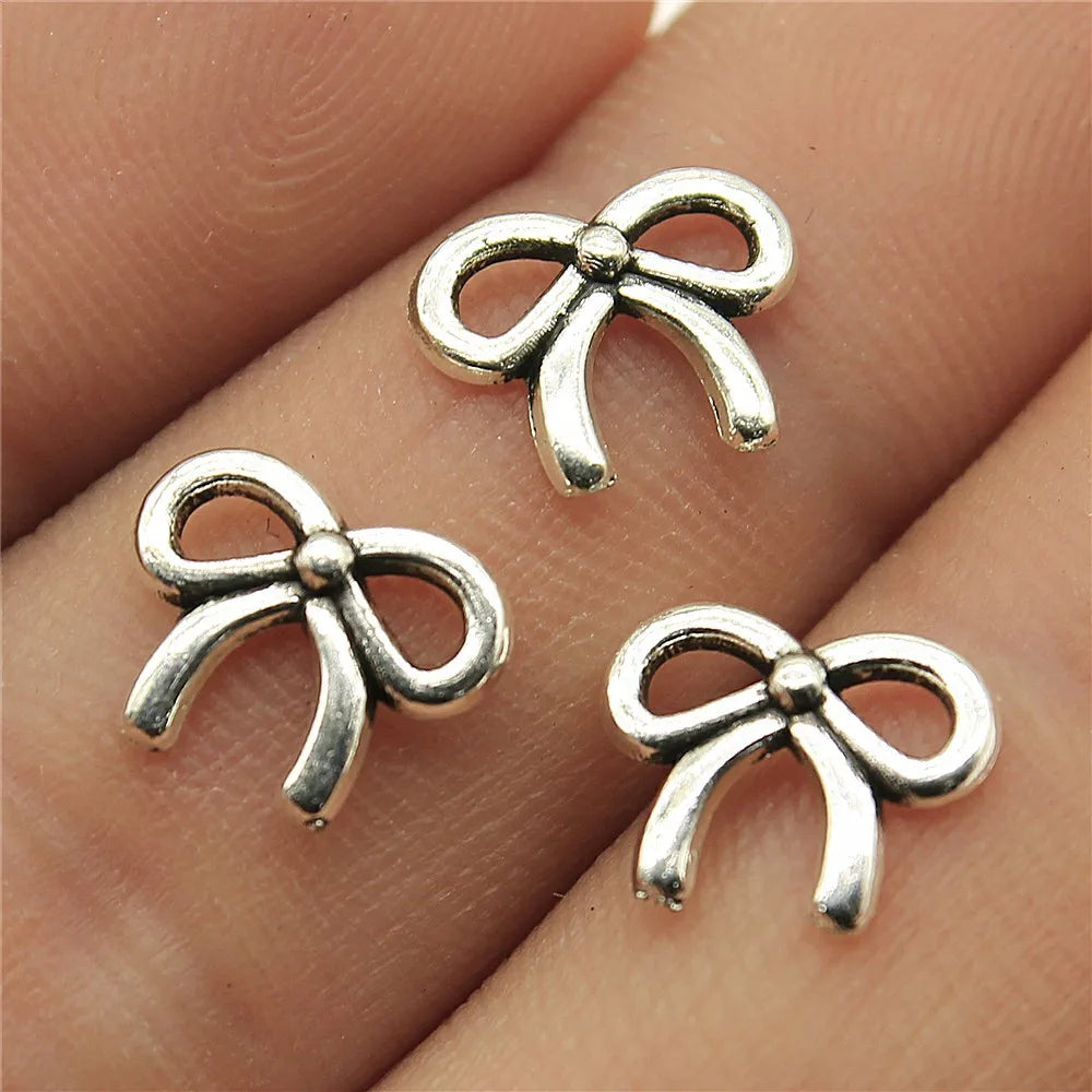 11x9mm 0.3g Multicolor Zinc Alloy Bow Butterfly Charm Pendant for DIY Bracelet Necklace Jewelry Making