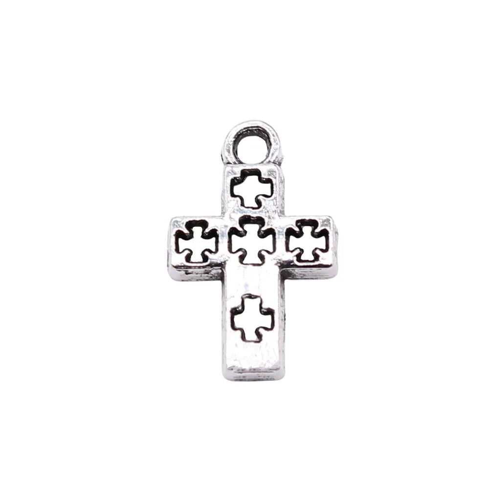 17x11mm 0.51g Antique Silver Zinc Alloy Cross Charm Pendant for DIY Necklace Bracelet Jewelry Making
