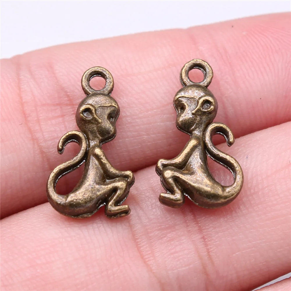 20x10mm 1.5g Multicolor Zinc Alloy Monkey Charm Pendant for DIY Necklace Bracelet Making