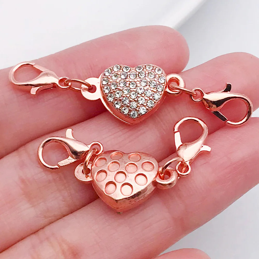 Iron Rose Flower Heart Magnetic Clasp Connector for DIY Bracelets and Necklaces