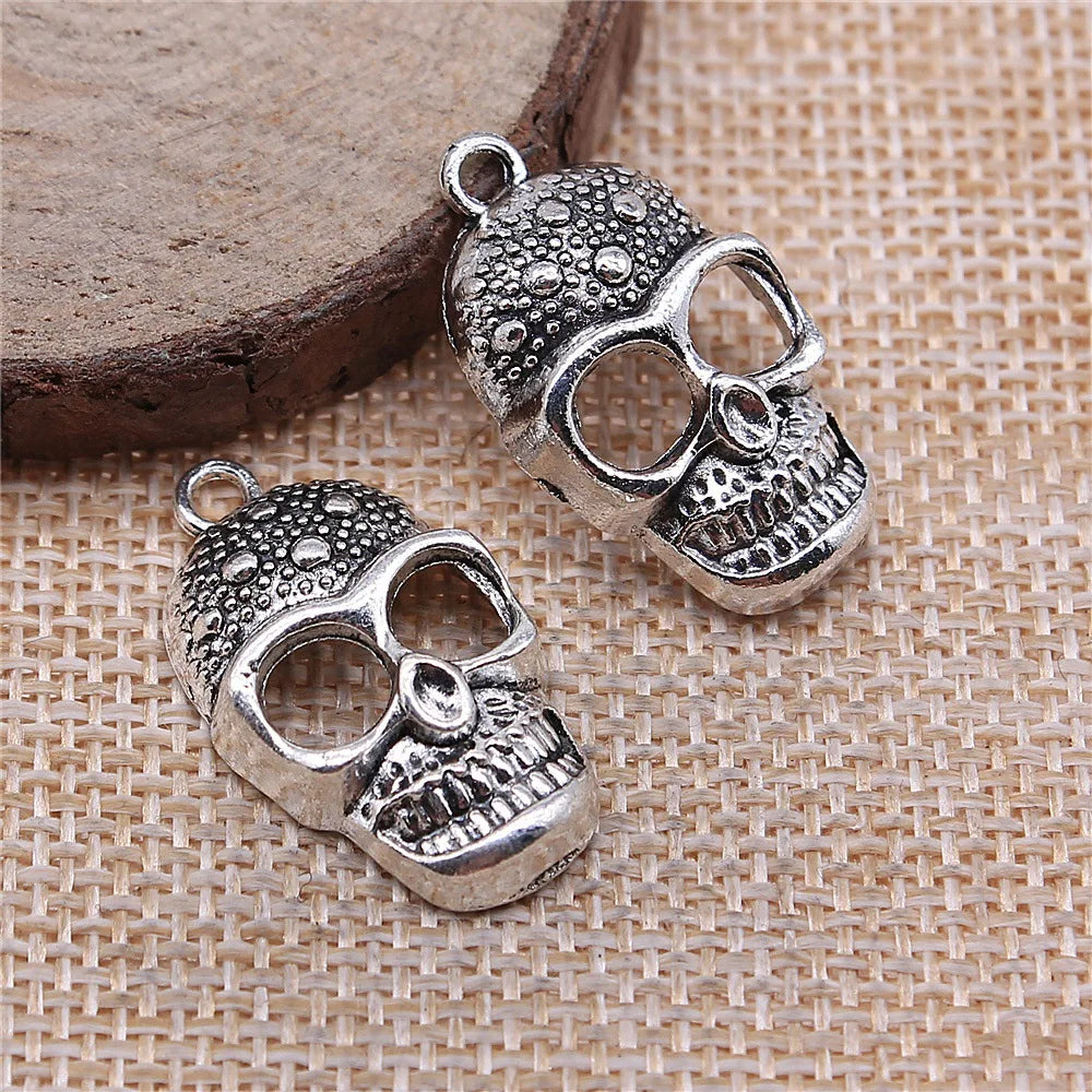 28x16mm 3g Antique Silver Zinc Alloy Skull Head Charm Pendant for DIY Gothic Jewelry Making