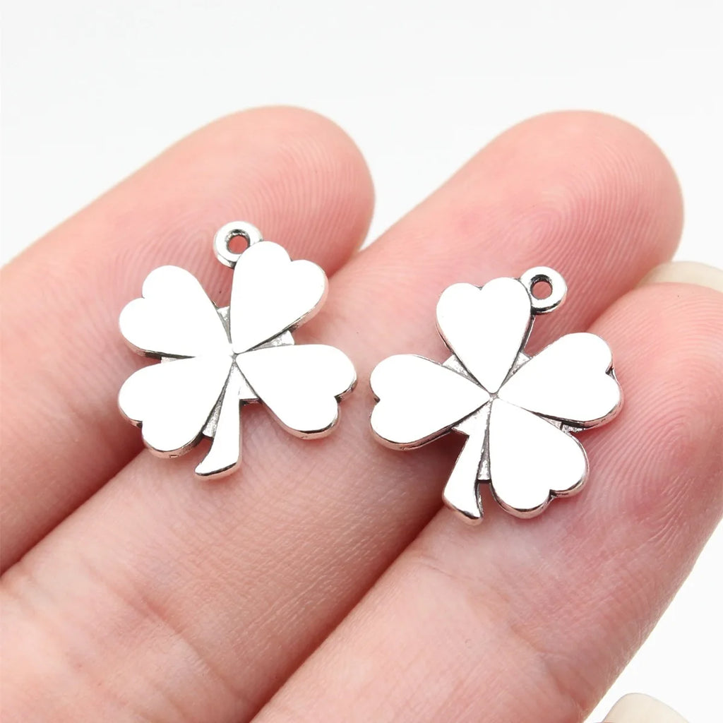 16x15mm 1.4g Multicolor Zinc Alloy Four Leaf Clover Charm Pendant for DIY Bracelet Necklace Jewelry
