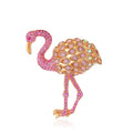 Luxury Pink Rhinestone Flamingo Brooch Gold Tone Alloy Animal Lapel Pin Corsage Suit Accessory Gift