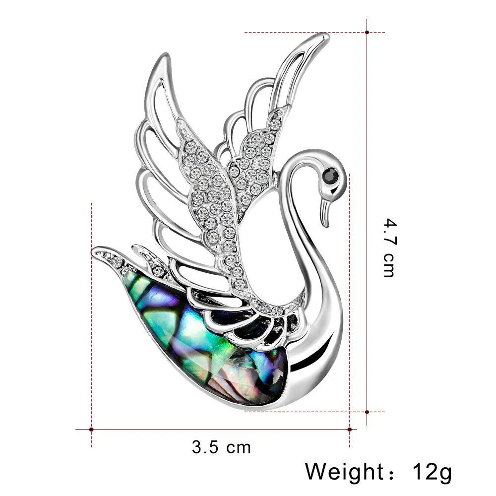 Elegant Swan Mother Of Pearl Shell Rhinestone Brooch For Women, Luxury Lapel Pin Corsage Suit Accessory Gift