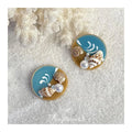High Gloss Pearl Natural Conch Stud Earrings, Vacation Ocean Beach Geometric Jewelry