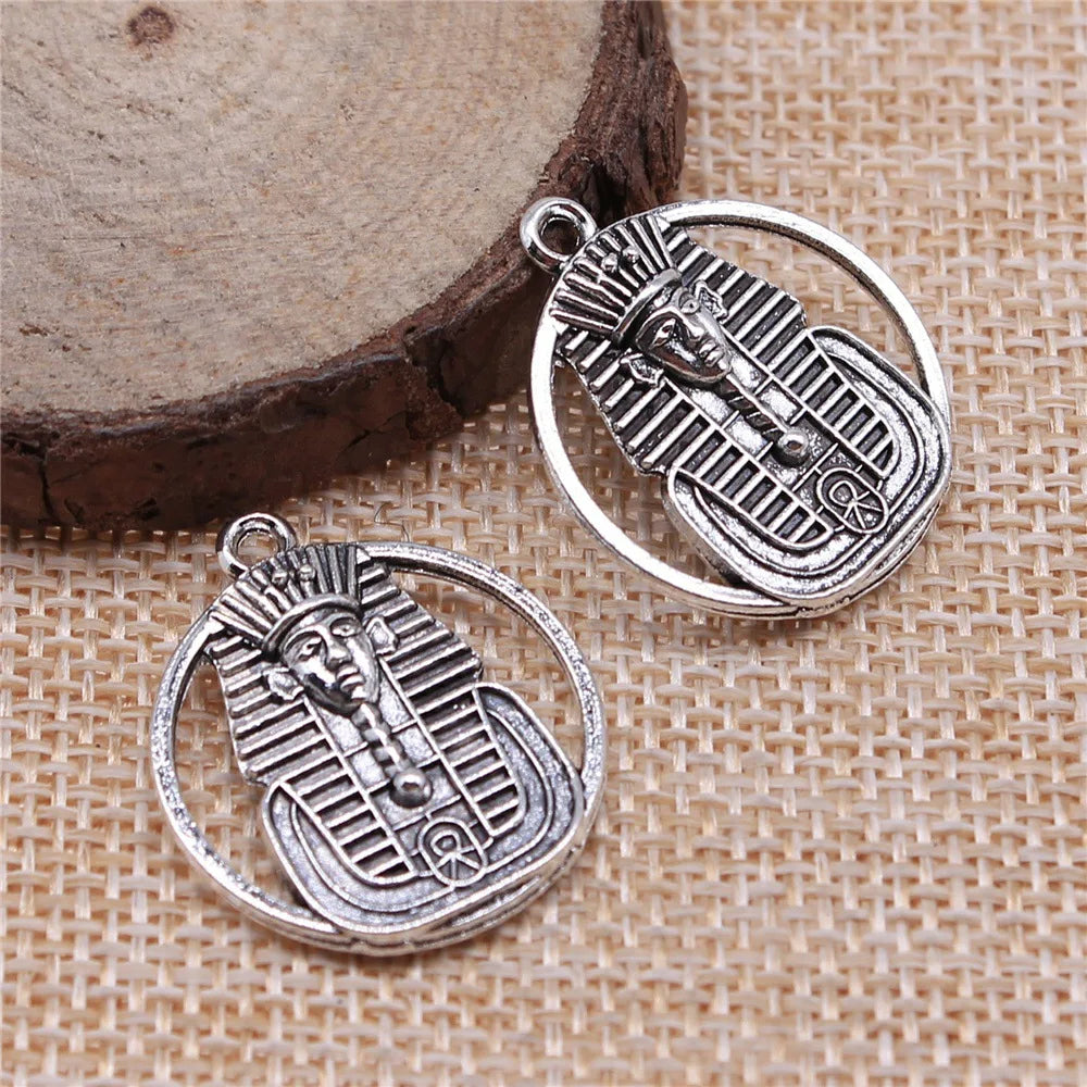 23mm 3.6g Multicolor Zinc Alloy Egyptian Pharaoh Double Sided Pharaoh Head Charm Pendant for DIY Jewelry Making