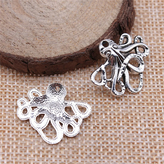 23x20mm 1.2g Multicolor Zinc Alloy Octopus Fish Charm Pendant for DIY Ocean Theme Jewelry Making