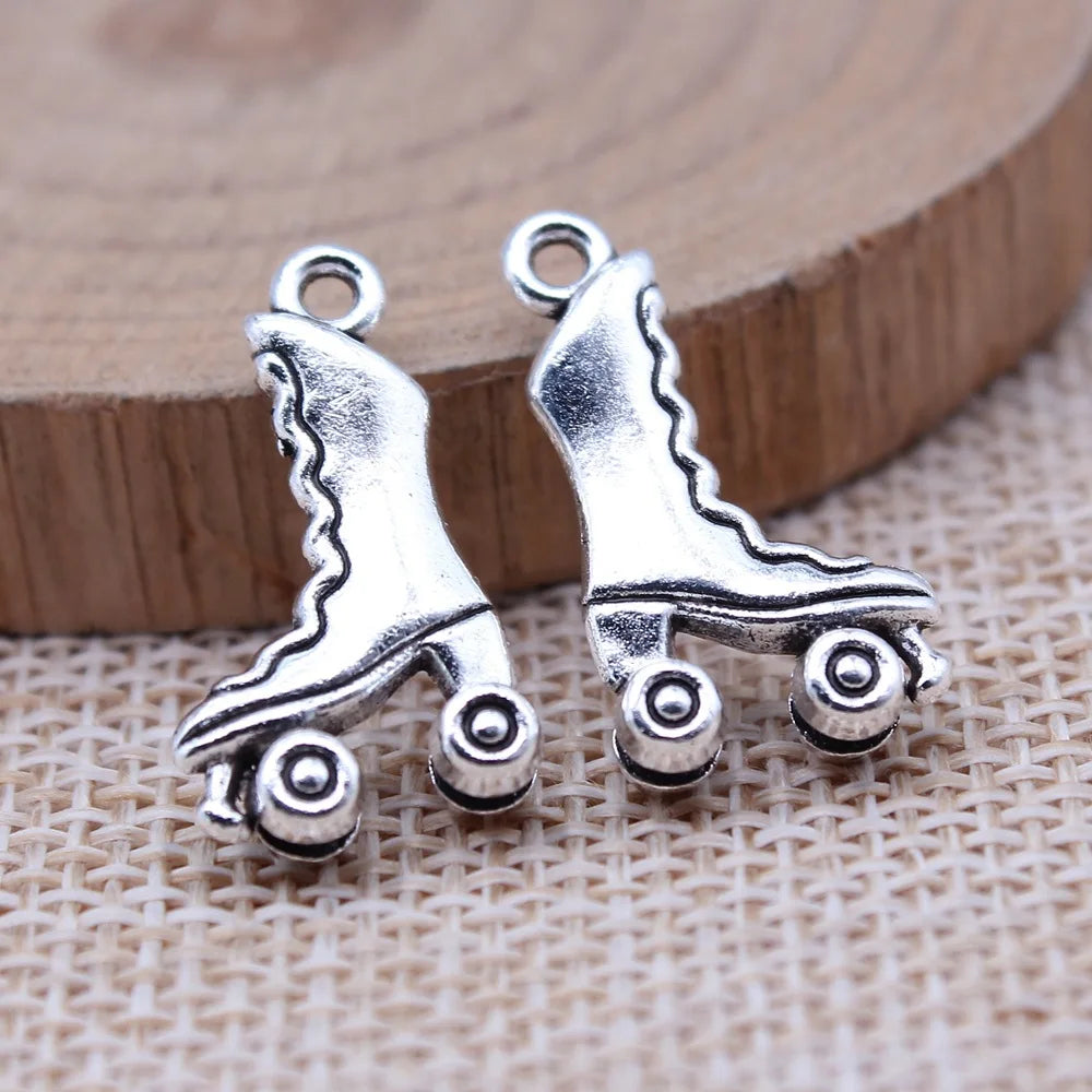 12x21mm 1.7g Antique Silver Zinc Alloy Roller Skate Charm Pendant for DIY Necklace Bracelet Making