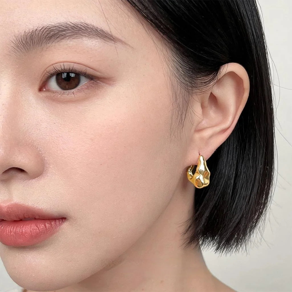 Fashion Irregular Geometric 14K Plated Copper Stud Earrings For Women