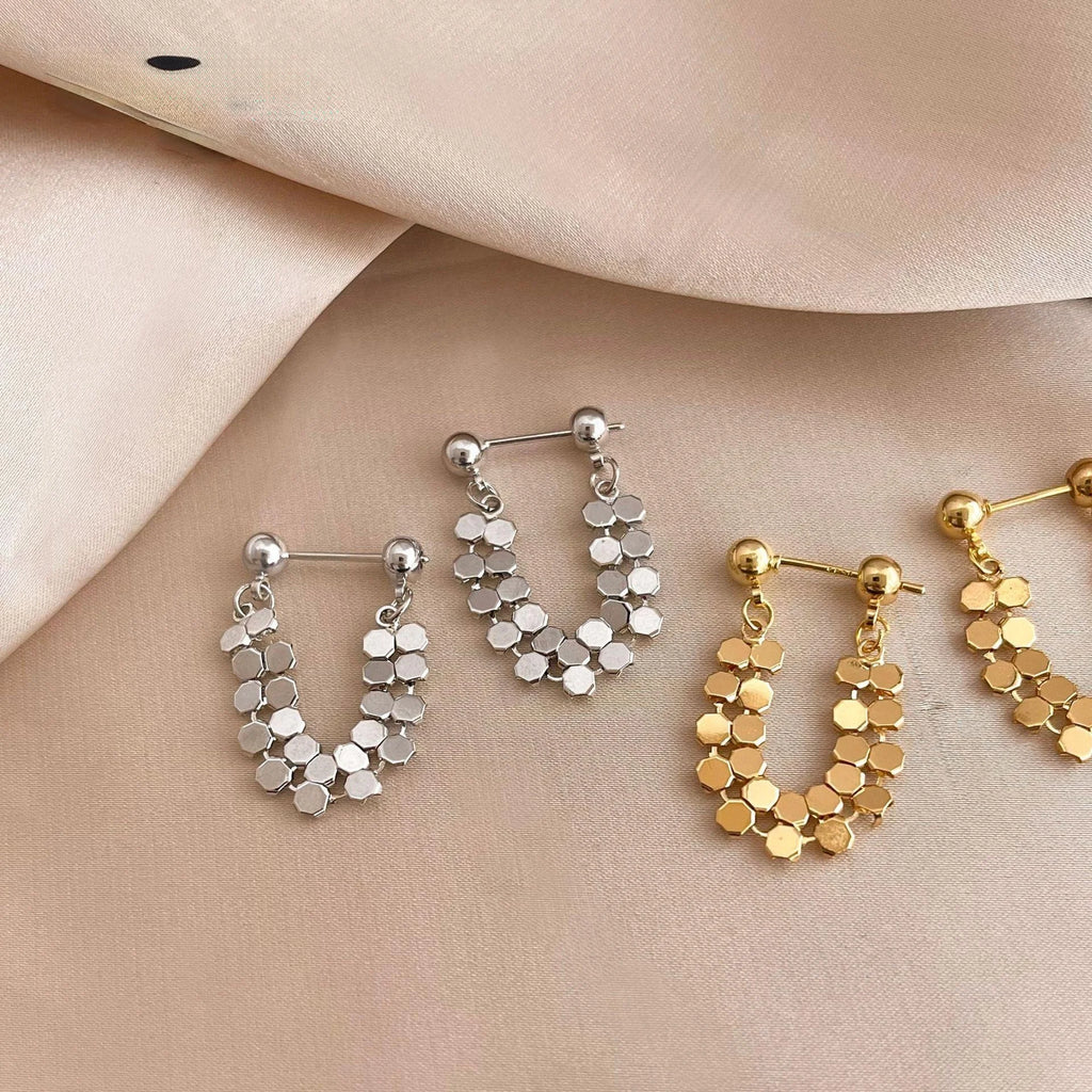 Luxury Minimalist 14K Plated Copper Chain Hoop Drop Earrings