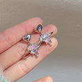 Sweet Cool Copper Liquid Heart Planet Drop Earrings Colorful Niche Fashion Heart Jewelry