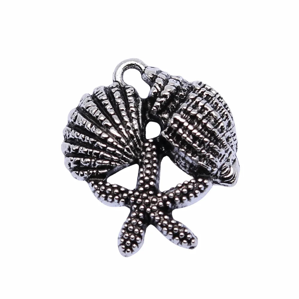 23x20mm 2.2g Zinc Alloy Shell Starfish Conch Charm Pendant for DIY Ocean Jewelry Making