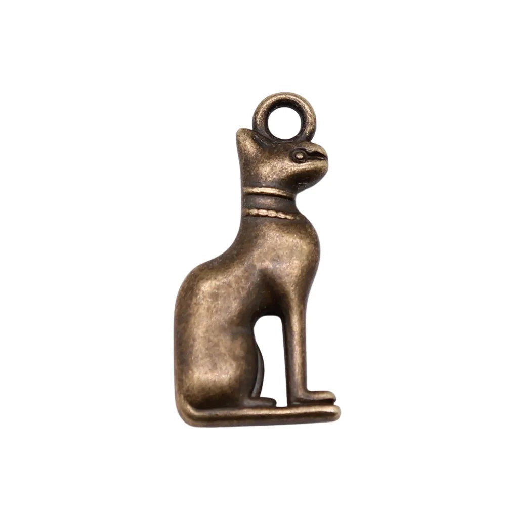 25x12mm 3g Multicolor Zinc Alloy Egyptian Guardian Cat Charm Pendant for Necklace Bracelet Making